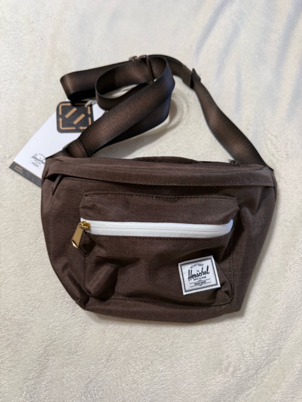Herschel Supply Company Brown Belt Hip Bag with White Zip